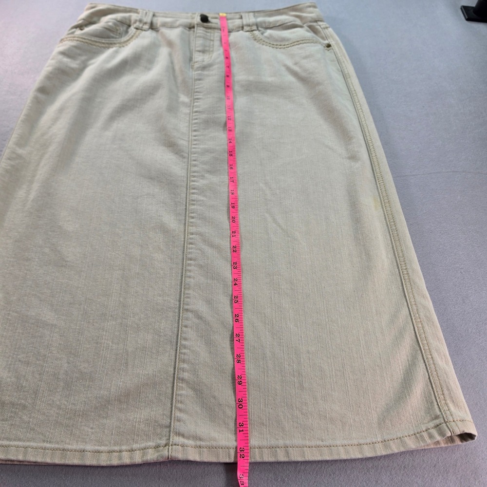 Christopher & Banks Khaki Tan Denim Maxi Skirt Womens 16 Stretch Long Straight - Picture 5 of 8